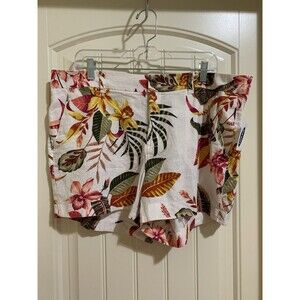 Old Navy Floral Tropical Everyday Short Mid Rise Linen Blend Size 16 Shorts NWT